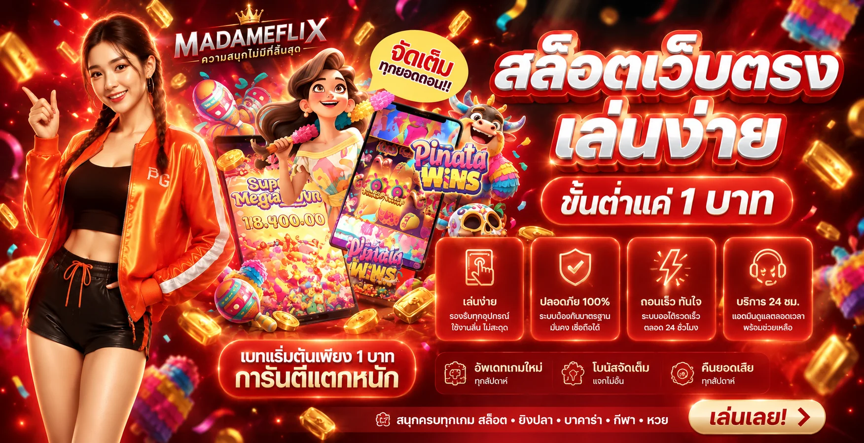 MADAMEFLIX สล็อต PG Soft เล่นง่ายบนมือถือ